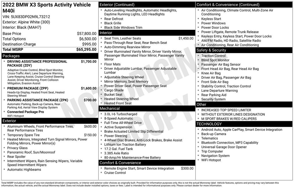 Used Car 2022 Bmw X3  M40i For Sale Under $50,000 In Austin, Texas