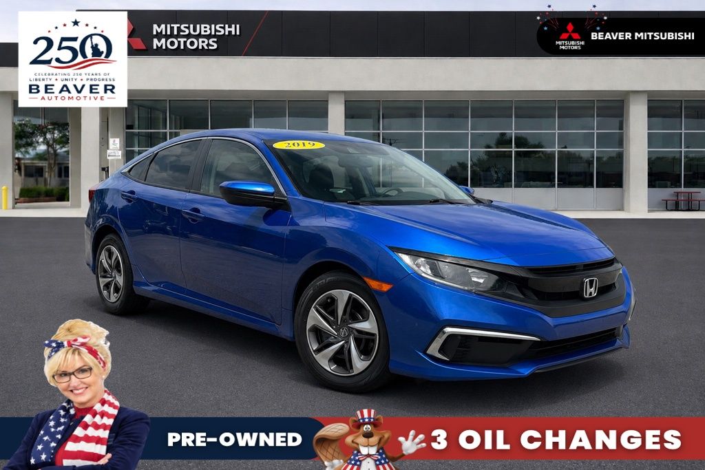 Aegean Blue Metallic 2019 Honda Civic Sedan Front-Wheel Drive Continuously Variable Transmission