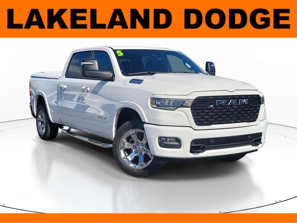Bright White Clearcoat 2025 RAM 1500 Big Horn Crew Cab 4WD Pickup Truck Four-Wheel Drive 8-Speed Automatic