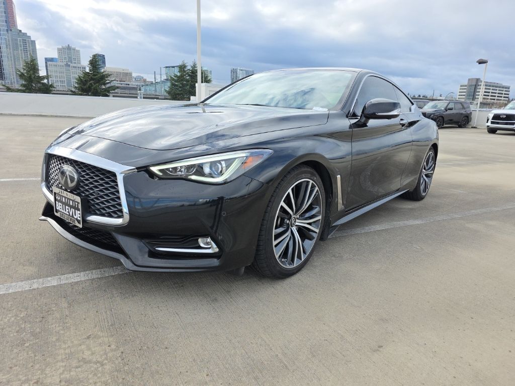 Midnight Black 2021 INFINITI Q60 3.0T Luxe RWD Coupe Rear-Wheel Drive 7-Speed Automatic