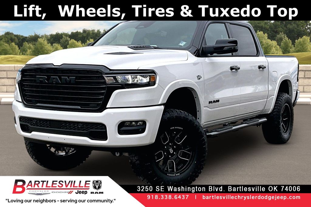 Bright White Clearcoat 2026 RAM 1500 Laramie Crew Cab 4WD Pickup Truck Four-Wheel Drive 8-Speed Automatic
