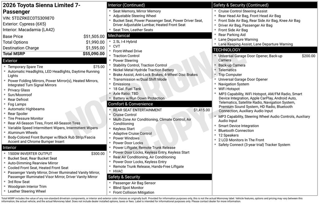 2026 Toyota Sienna Limited
