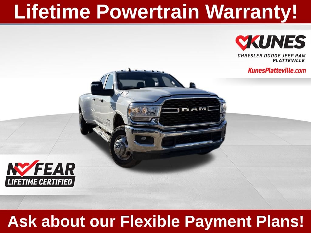 Bright White Clearcoat 2024 RAM 3500 Big Horn Crew Cab LB DRW 4WD Pickup Truck Four-Wheel Drive 6-Speed Automatic