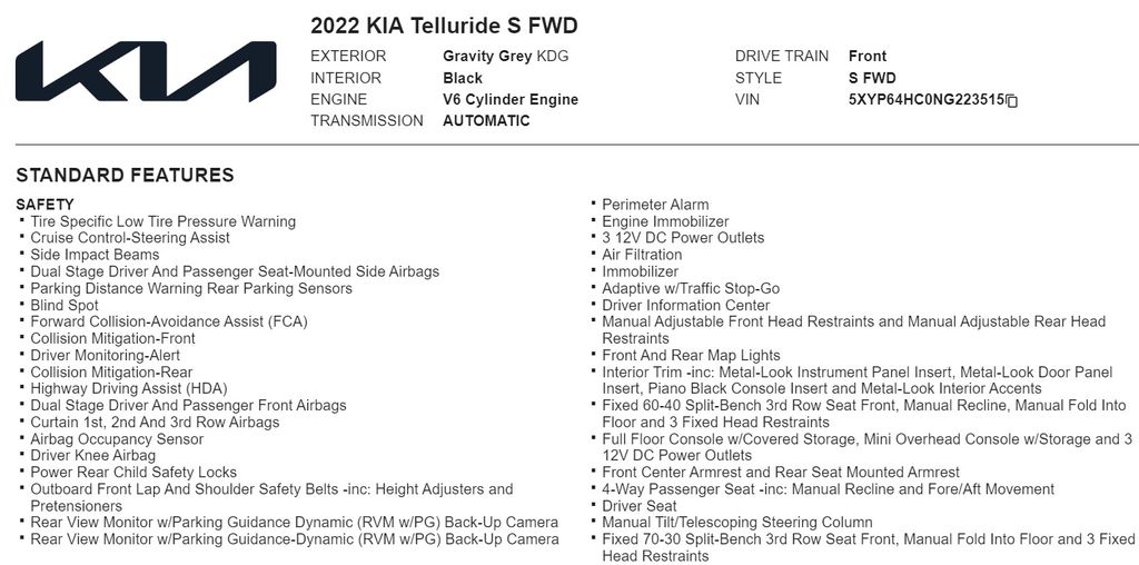 2022 Kia Telluride S 20