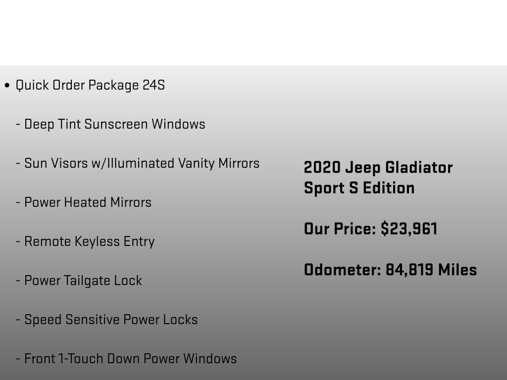 2020 Jeep Gladiator Sport Gray at Klick Lewis Buick Chevrolet