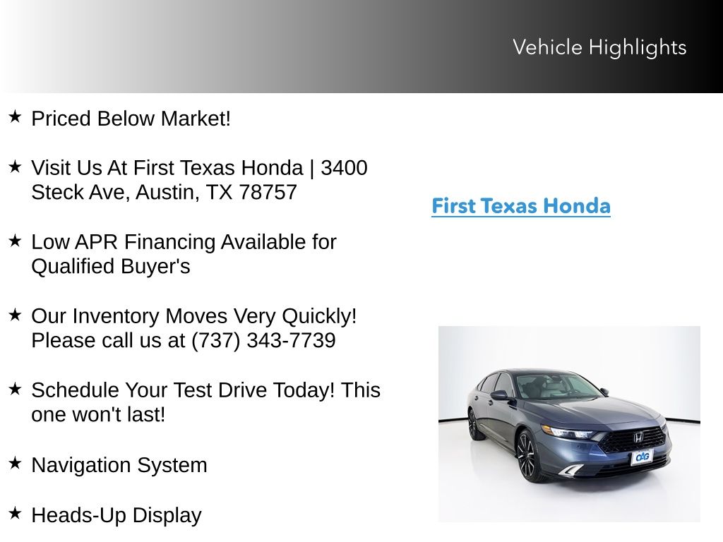 Used Car 2025 Honda Accord Hybrid  Touring For Sale Under $35,000 In Austin, Texas