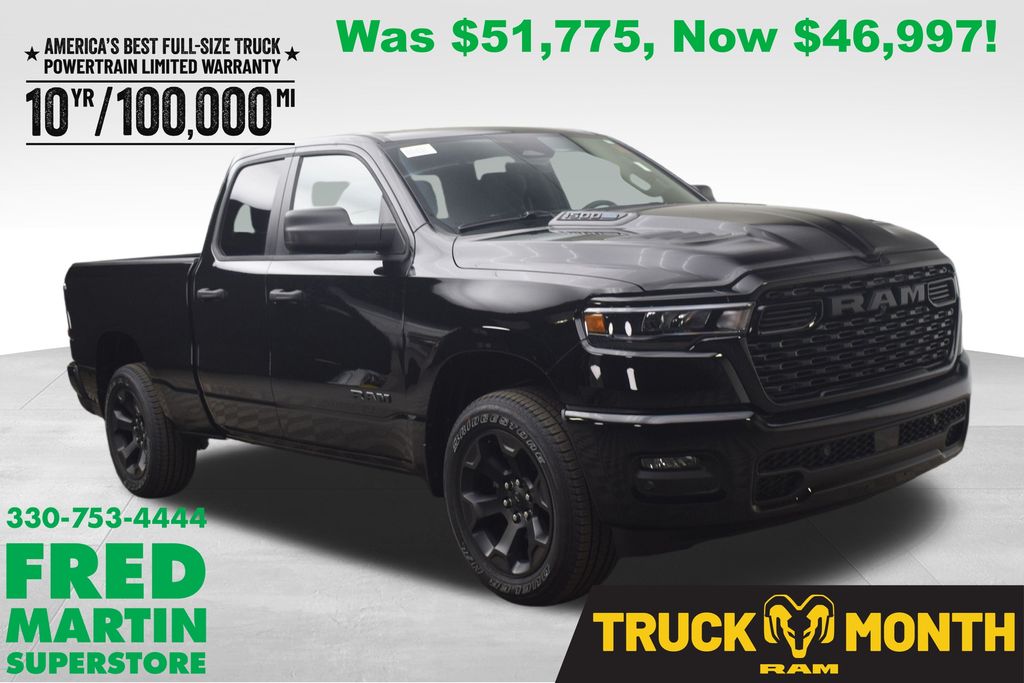 Diamond Black Crystal Pearlcoat 2026 RAM 1500 Express Quad Cab 4WD Pickup Truck Four-Wheel Drive 8-Speed Automatic