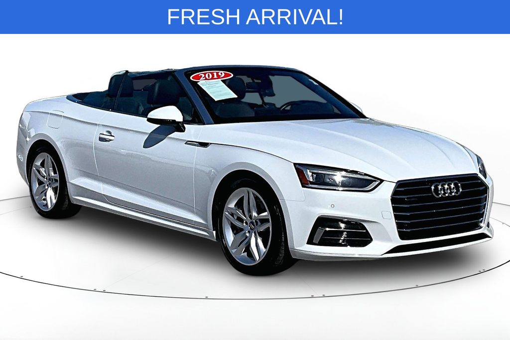 Glacier White Metallic/Black Roof 2019 Audi A5 quattro Premium Plus 45 TFSI Cabriolet Convertible All-Wheel Drive 7-Speed Automatic