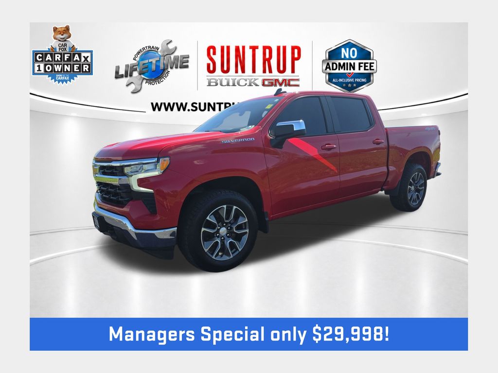 Red Hot 2023 Chevrolet Silverado 1500 LT Crew Cab 4WD Pickup Truck Four-Wheel Drive 8-Speed Automatic