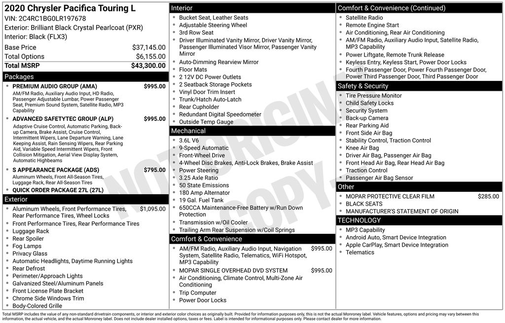 Used 2020 Chrysler Pacifica Touring L Used 2020 Chrysler Pacifica Touring L