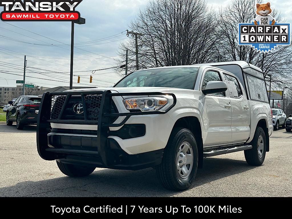 White (Wind Chill Pearl) 2021 Toyota Tacoma SR V6 Double Cab 4WD Pickup Truck Four-Wheel Drive 6-Speed Automatic