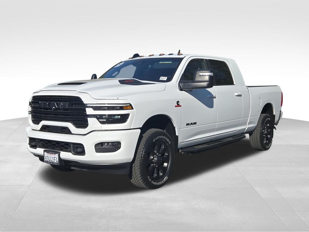 Bright White Clearcoat 2025 RAM 3500 Laramie Mega Cab 4WD Pickup Truck Four-Wheel Drive 8-Speed Automatic