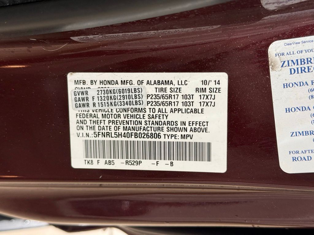 Thumbnail: 2015 Honda Odyssey - 30