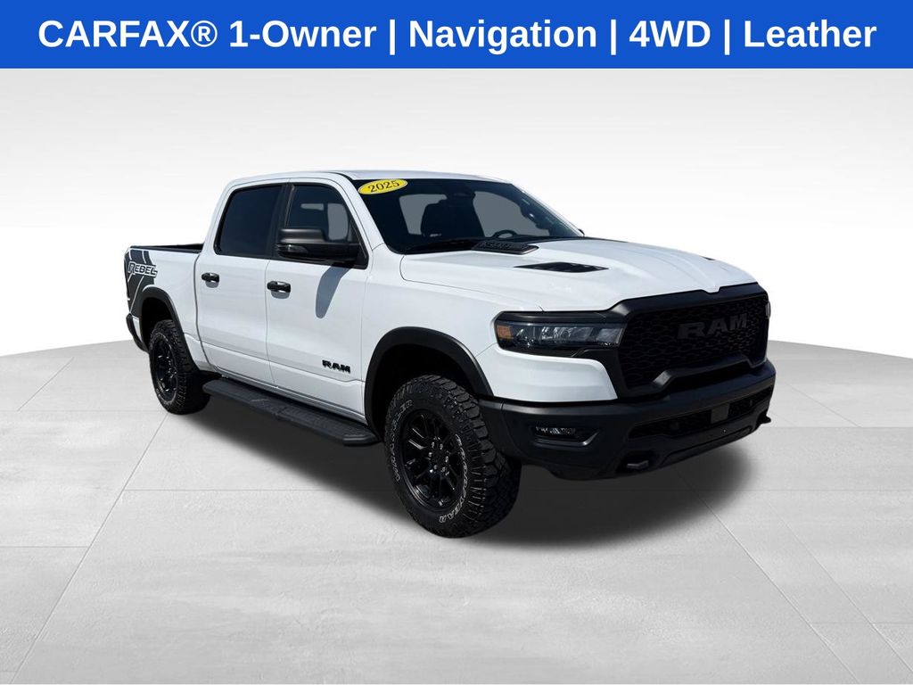 Bright White Clearcoat 2025 RAM 1500 Rebel Crew Cab 4WD Pickup Truck Four-Wheel Drive 8-Speed Automatic