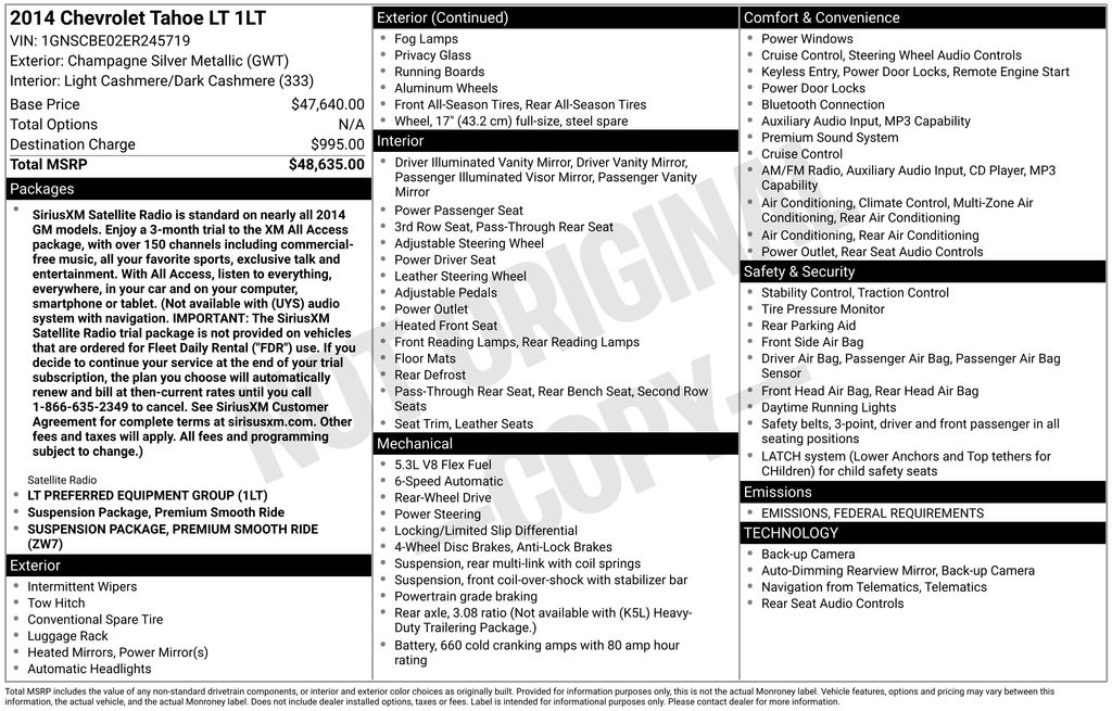 Used Car 2014 Chevrolet Tahoe  Lt For Sale Under $15,000 In Austin, Texas