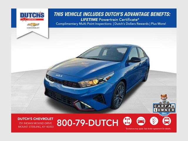 Sporty Blue 2023 Kia Forte GT-Line FWD Sedan Front-Wheel Drive Continuously Variable Transmission