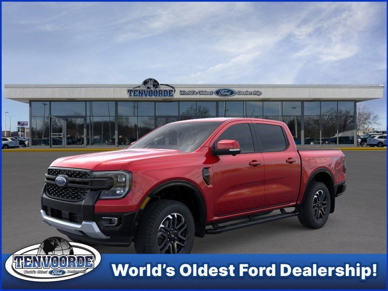 Ruby Red Metallic Tinted Clearcoat 2025 Ford Ranger Lariat SuperCrew 4WD Pickup Truck Four-Wheel Drive Automatic