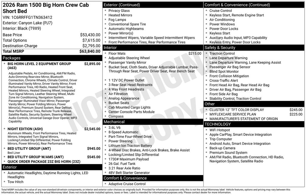 2026 RAM 1500 Big Horn/Lone Star 4x4 Crew Cab 5'7's photo