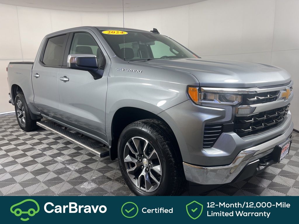 Sterling Gray Metallic 2024 Chevrolet Silverado 1500 LT Crew Cab 4WD Pickup Truck Four-Wheel Drive 8-Speed Automatic