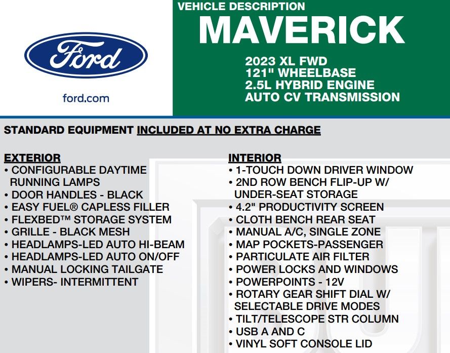 2023 Ford Maverick XL photo