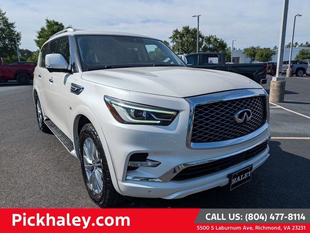 Moonstone White 2019 INFINITI QX80 Luxe 4WD SUV / Crossover All-Wheel Drive 7-Speed Automatic