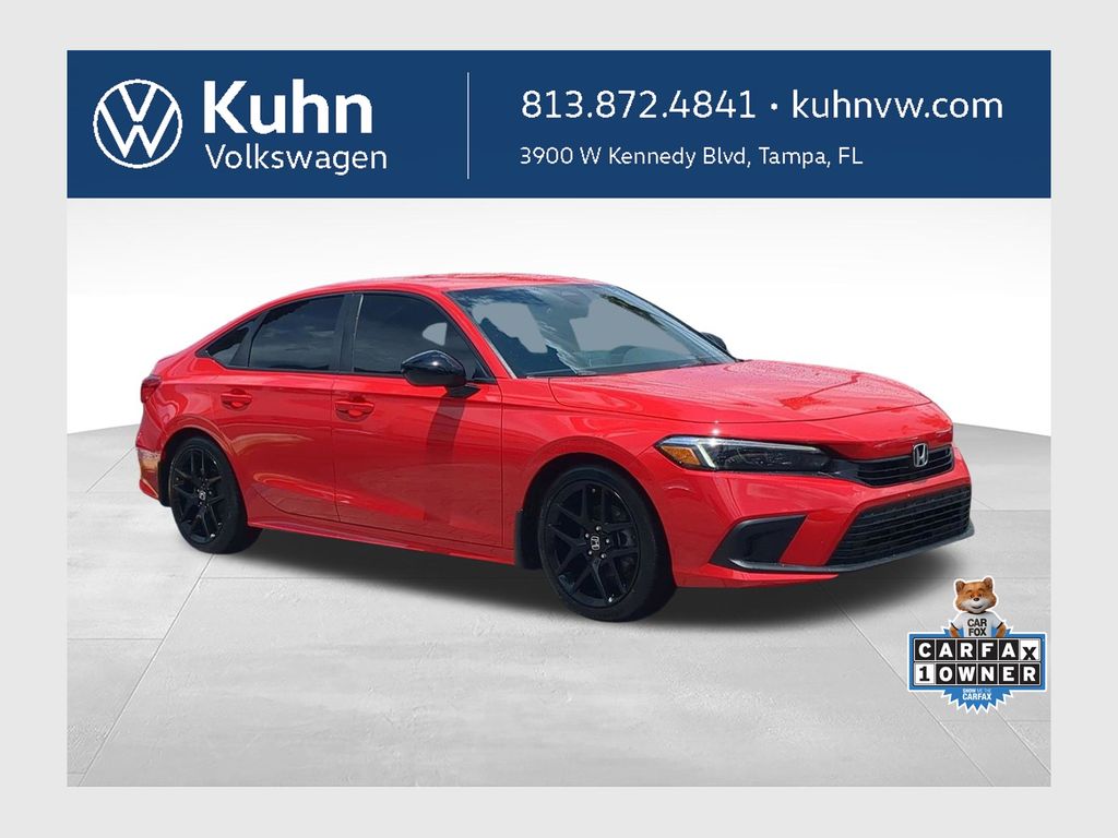Rallye Red 2022 Honda Civic Sedan Front-Wheel Drive Continuously Variable Transmission