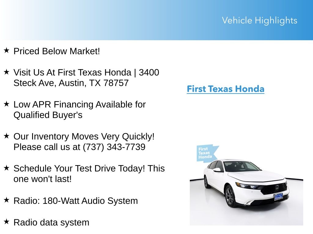 Used Car 2025 Honda Accord Hybrid  Ex-l For Sale Under $35,000 In Austin, Texas