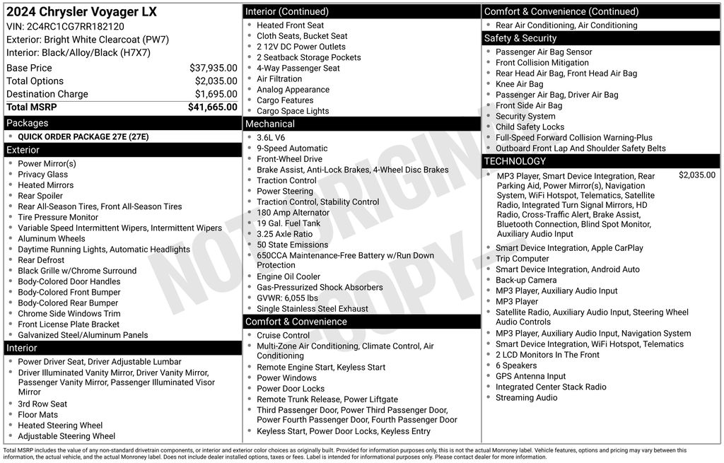 Used 2024 Chrysler Voyager Van