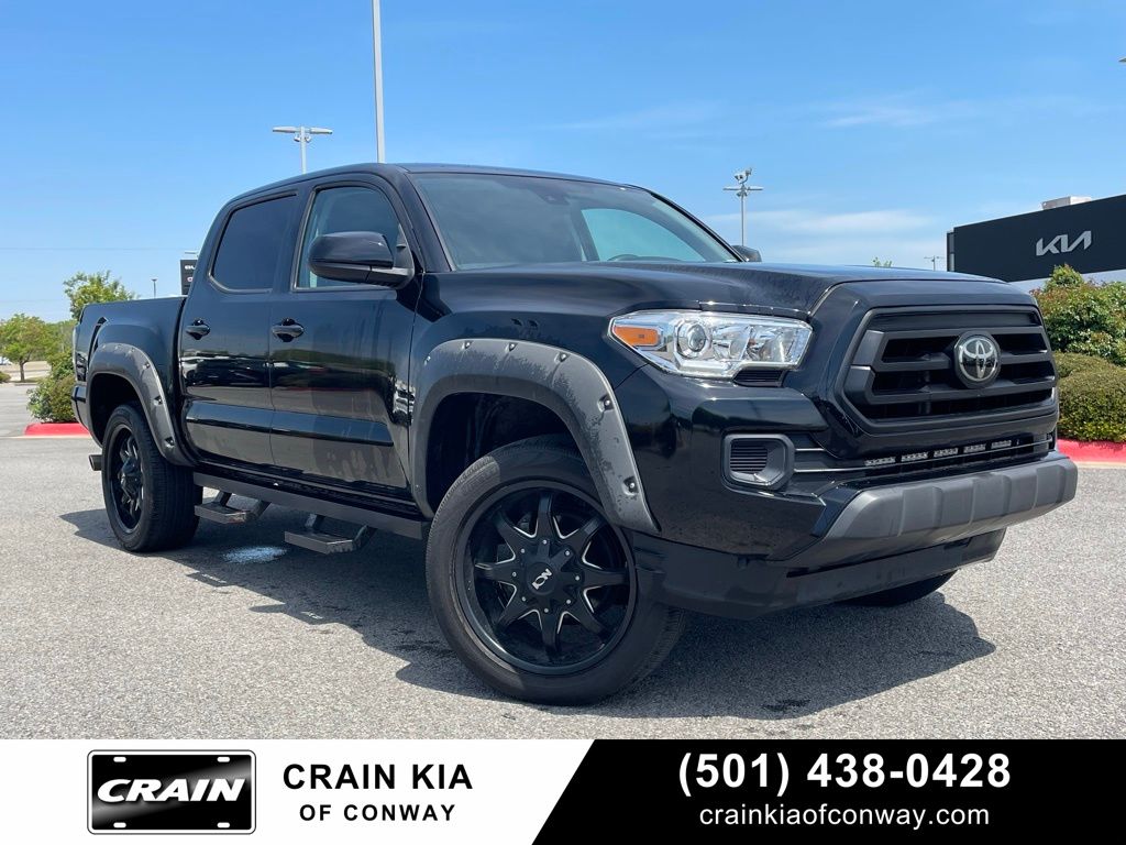 Midnight Black Metallic 2022 Toyota Tacoma SR V6 Double Cab 4WD Pickup Truck Four-Wheel Drive 6-Speed Automatic