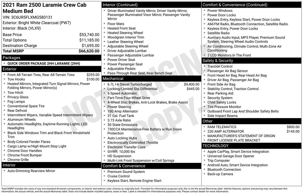 Used Car 2021 Ram 2500  Laramie For Sale Under $50,000 In Austin, Texas