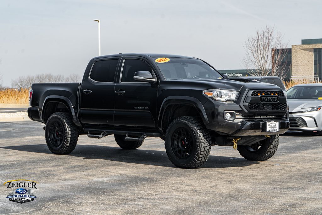 Midnight Black Metallic 2021 Toyota Tacoma TRD Sport Double Cab 4WD Pickup Truck Four-Wheel Drive Automatic