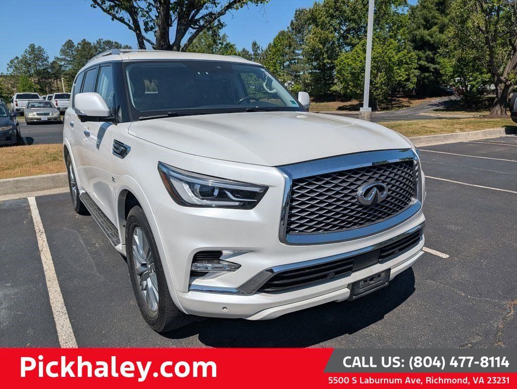 Moonstone White 2019 INFINITI QX80 Luxe 4WD SUV / Crossover All-Wheel Drive 7-Speed Automatic