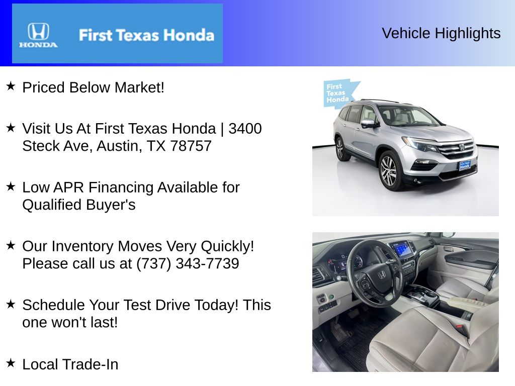 Used Car 2016 Honda Pilot  Touring For Sale Under $12,000 In Austin, Texas