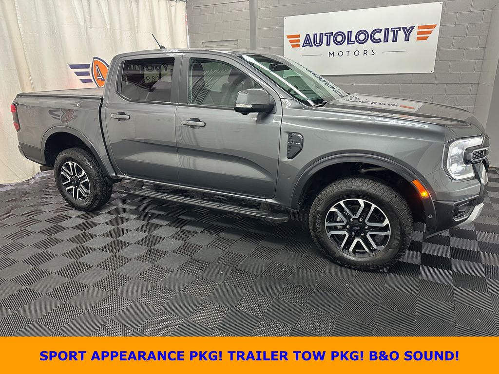 Gray Metallic 2024 Ford Ranger Lariat SuperCrew 4WD Pickup Truck Four-Wheel Drive Automatic