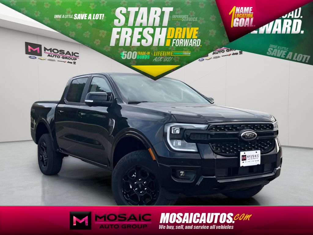 Shadow Black 2025 Ford Ranger Lariat SuperCrew 4WD Pickup Truck Four-Wheel Drive Automatic