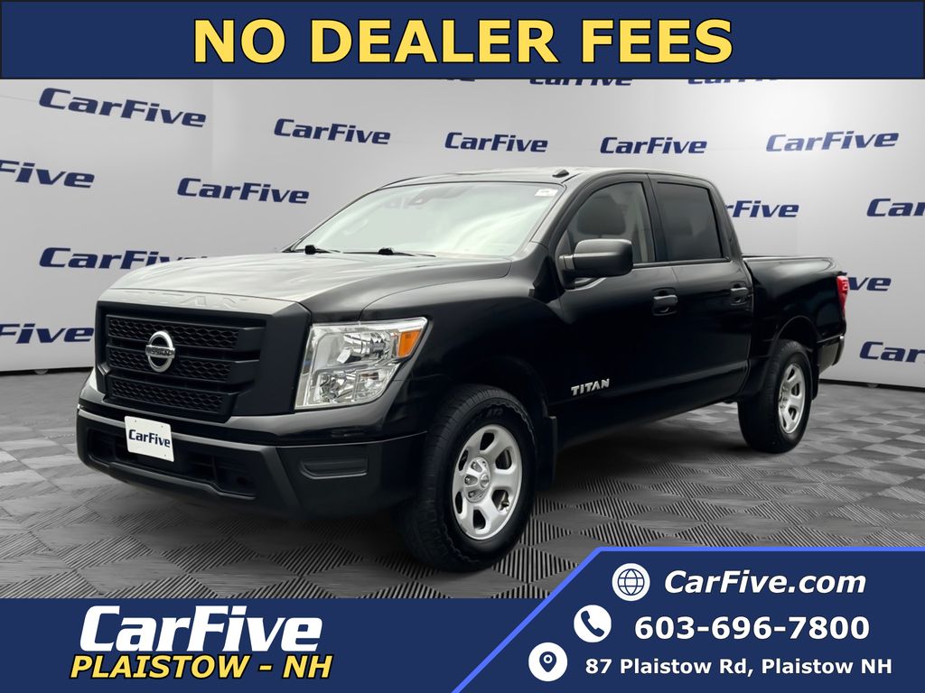 Super Black 2021 Nissan Titan S Crew Cab 4WD Pickup Truck Four-Wheel Drive 9-Speed Automatic