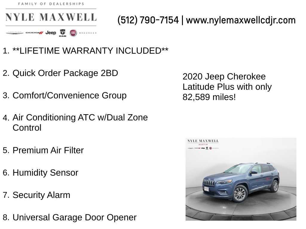 Used Car 2020 Jeep Cherokee  Latitude Plus For Sale Under $20,000 In Austin, Texas