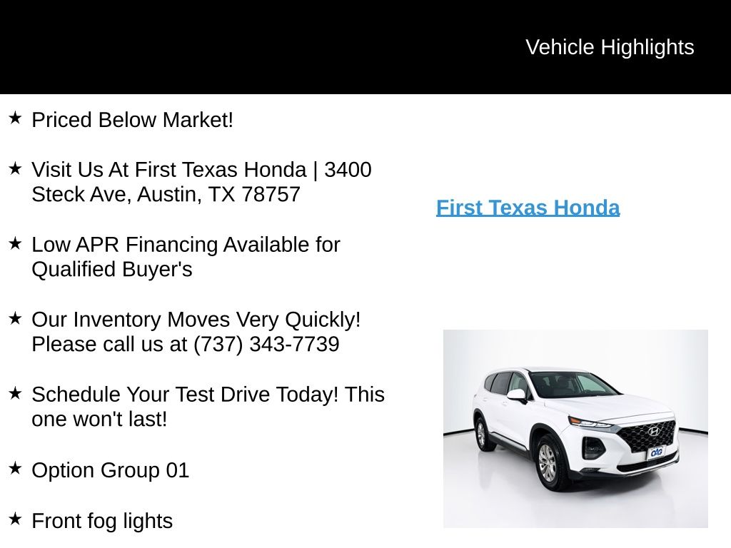 Used Car 2020 Hyundai Santa Fe  Sel For Sale Under $15,000 In Austin, Texas