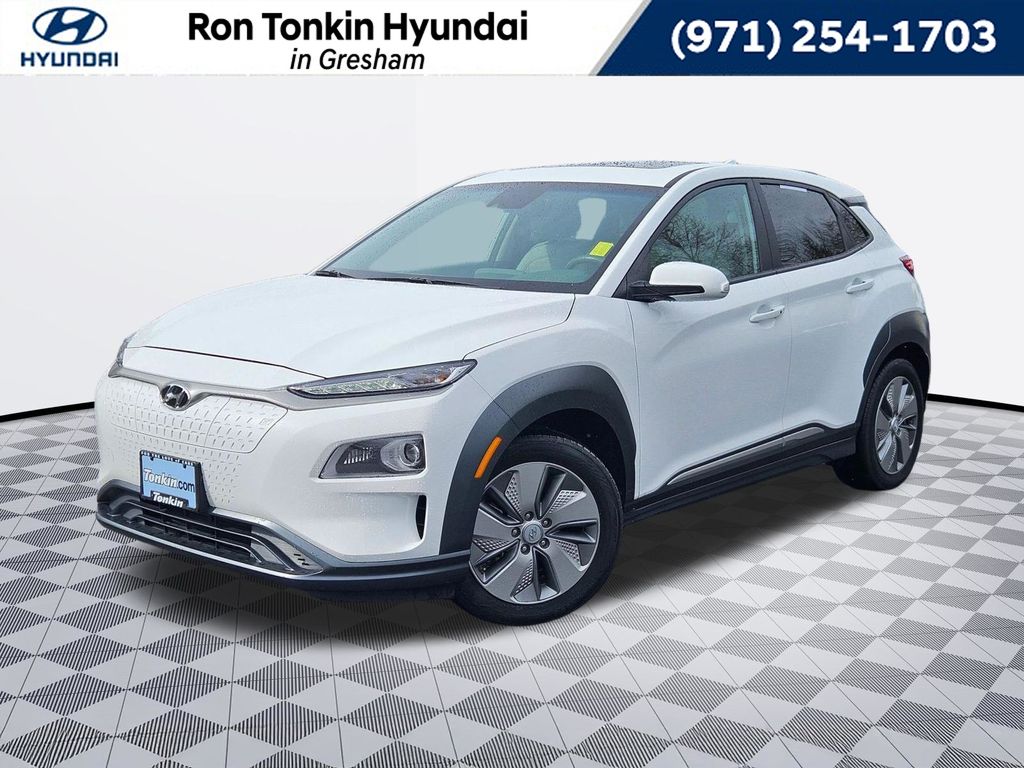 Lunar White 2021 Hyundai Kona Electric Limited FWD SUV / Crossover Front-Wheel Drive 1-Speed Automatic