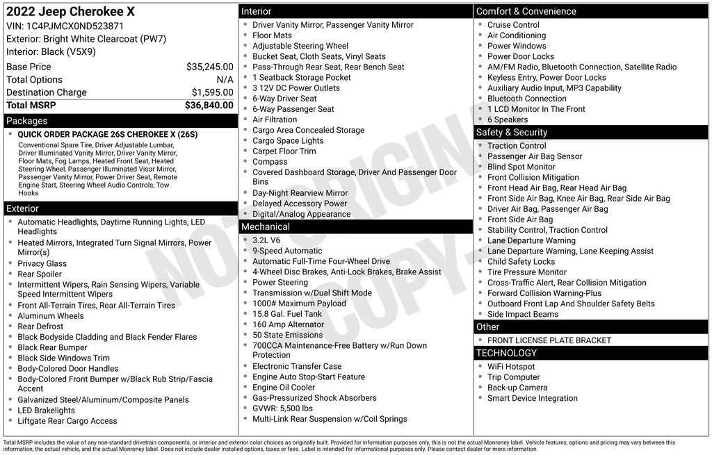 Used Car 2022 Jeep Cherokee  X For Sale Under $25,000 In Austin, Texas