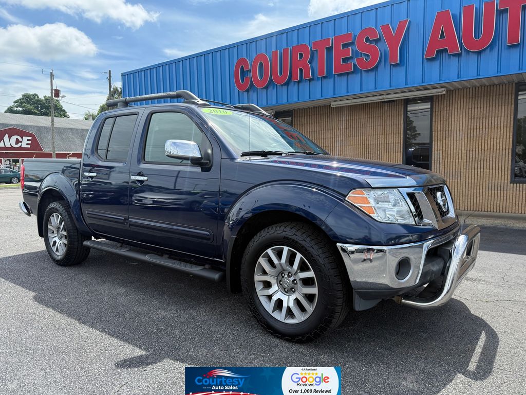 Navy Blue Metallic 2010 Nissan Frontier LE Crew Cab 4WD Pickup Truck Four-Wheel Drive 5-Speed Automatic Overdrive