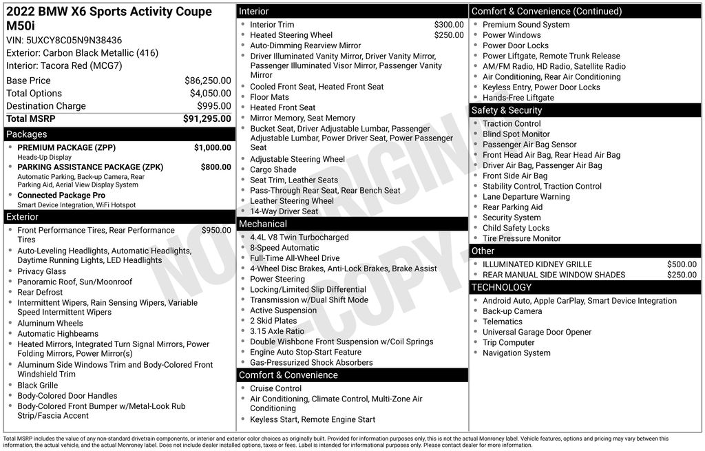Used Car 2022 Bmw X6  M50i For Sale Under $60,000 In Austin, Texas