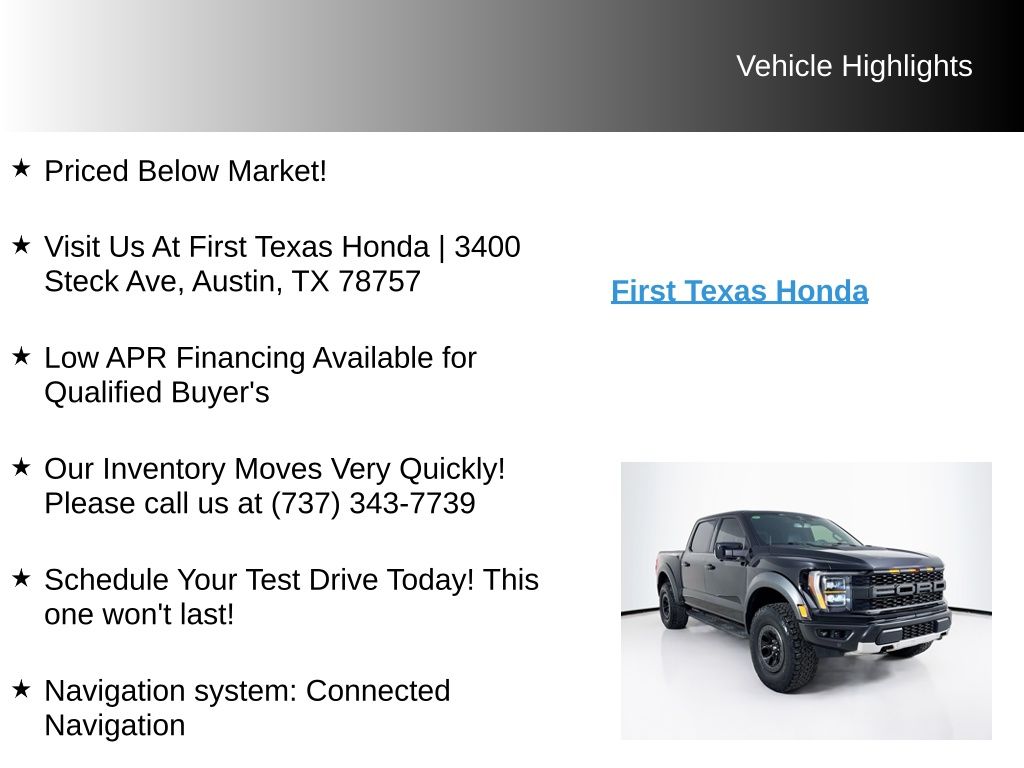 Used Car 2023 Ford F-150  Raptor For Sale Under $70,000 In San Antonio, Texas