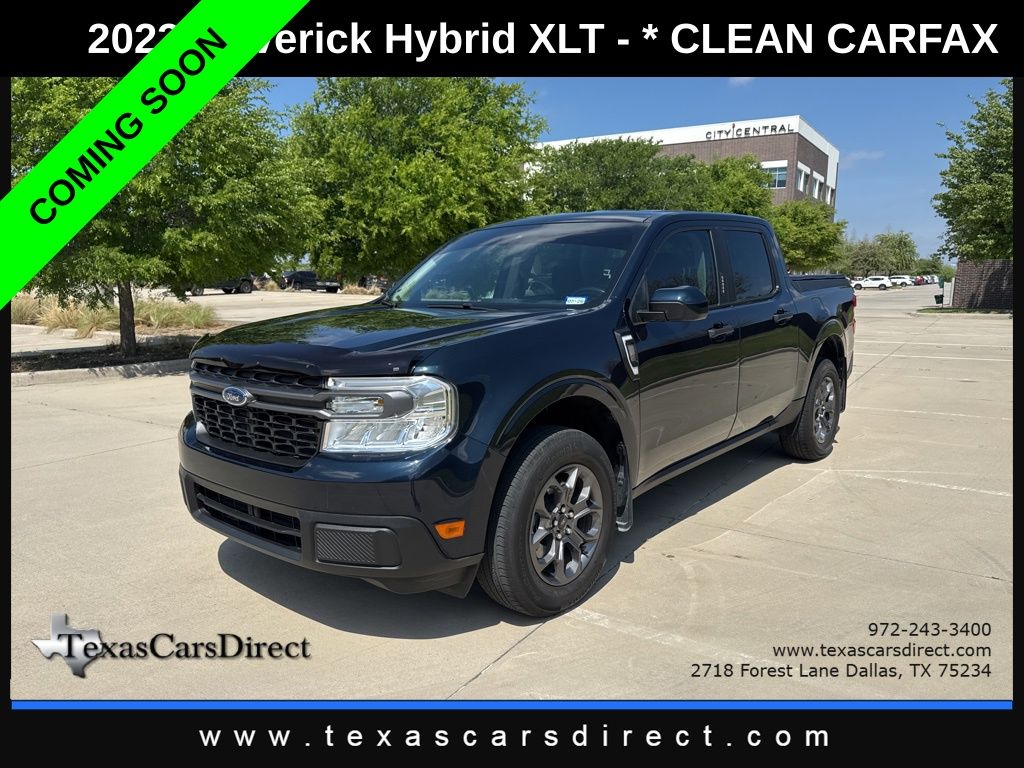 Alto Blue Metallic Tinted Clearcoat 2023 Ford Maverick XLT SuperCrew FWD Pickup Truck Front-Wheel Drive Continuously Variable Transmission