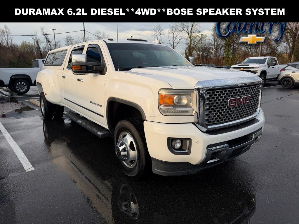 Summit White 2015 GMC Sierra 3500HD Denali Crew Cab LB DRW 4WD Pickup Truck Four-Wheel Drive 6-Speed Automatic