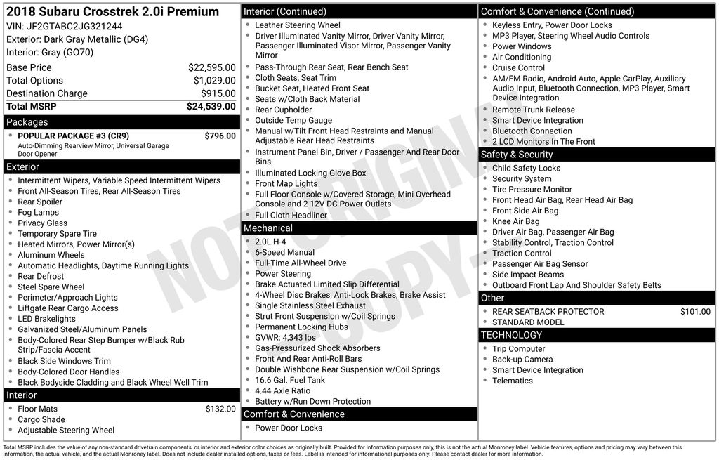 2018 Subaru Crosstrek Premium