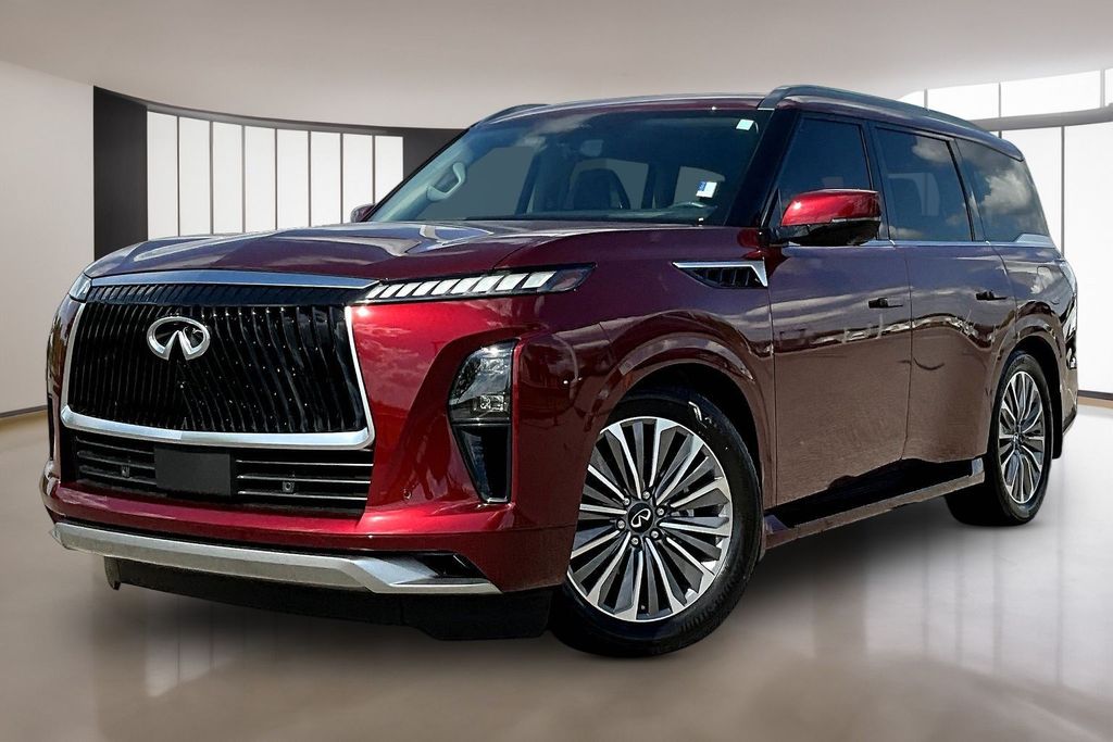 Coulis Red 2025 INFINITI QX80 Sensory 4WD SUV / Crossover All-Wheel Drive 9-Speed Automatic