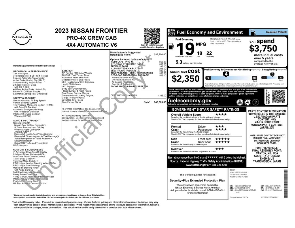 2023 Nissan Frontier PRO-4X Gray at John Sisson Motors