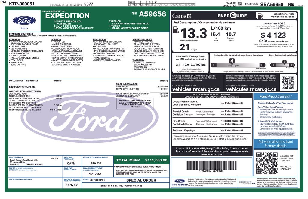 Gray 2025 Ford Expedition Tremor 4WD SUV / Crossover Four-Wheel Drive Automatic