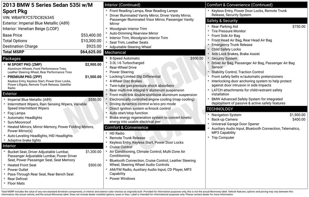 Used Car 2013 Bmw 5 Series  535i For Sale Under $10,000 In Austin, Texas
